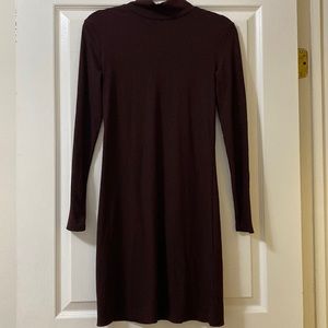 H & M Dark Purple Mock Neck Long Sleeve Dress